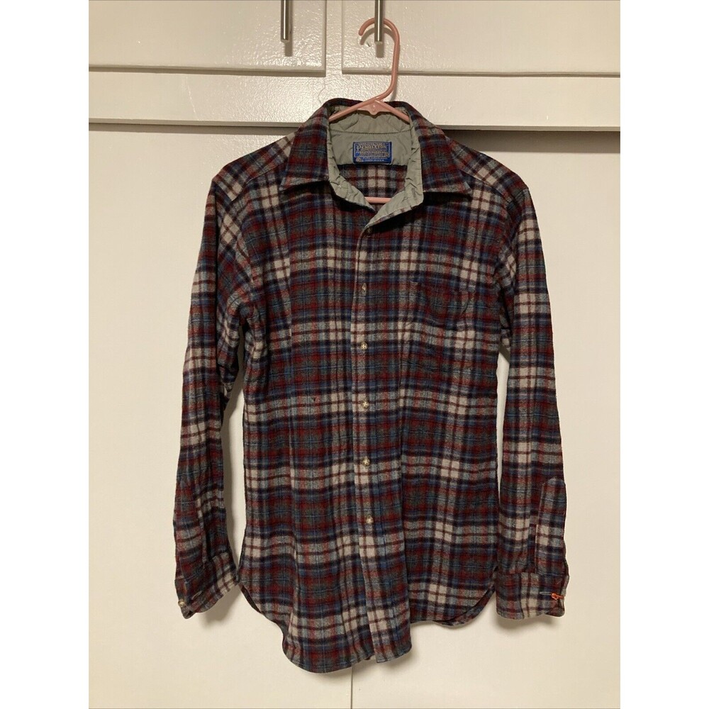Pendleton Women's Plaid Virgin Wool Long Sleeve Button Down Shirt Shacket, M